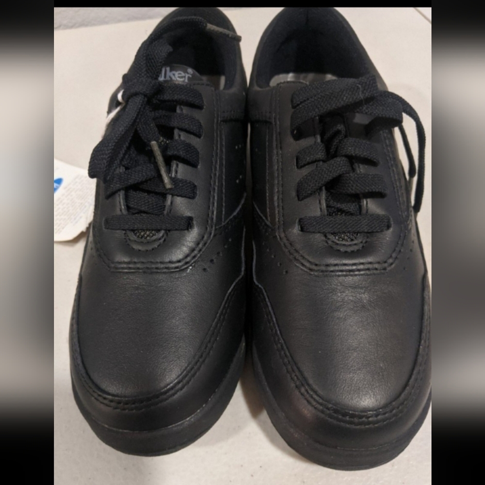 Vintage Retro Black Leather Comfort Sneakers Shoes Gift Costume